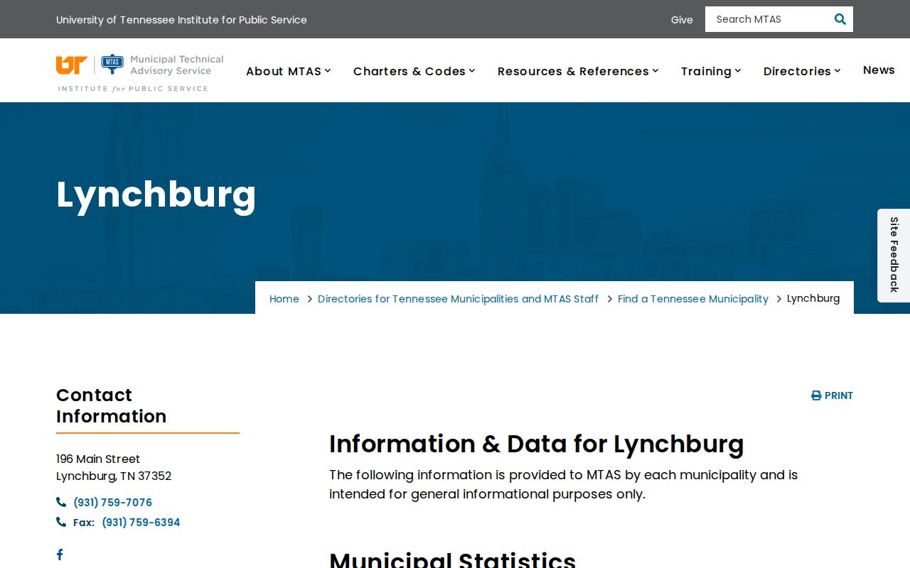 Official Lynchburg–Moore County metropolitan directory for local criminal record routing