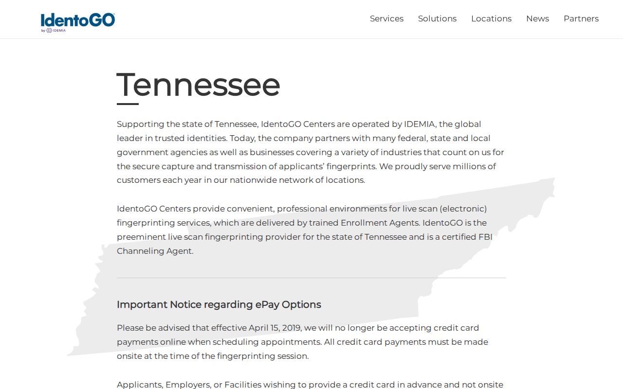 Moore County criminal history fingerprint site search through IdentoGO Tennessee