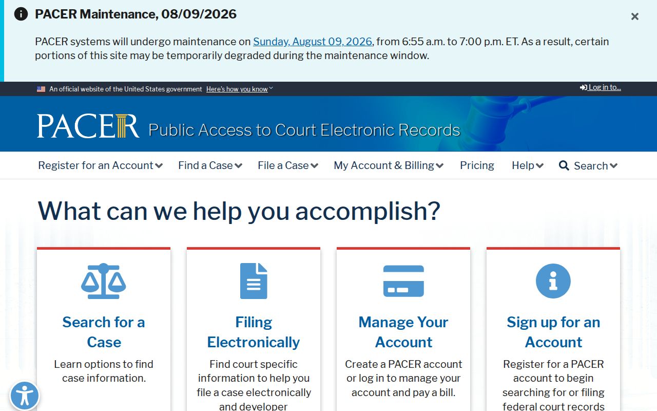 Moore County federal criminal record access through PACER